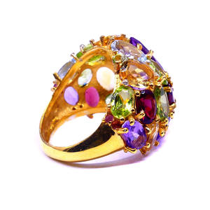 Bague de cocktail personnalisée en argent sterling 925 plaqué or faite à la main avec pierres semi-précieuses Bague fine en vermeil d'éternité plaquée or - Product Image 2