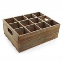 Boîte de rangement pour bouteilles de bière en bois rustique brun vintage à 12 emplacements avec poignée