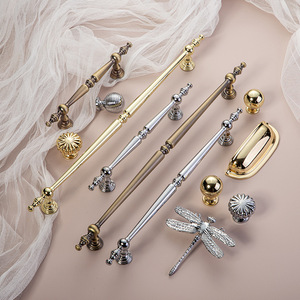 French Style Cabinet <b>Door</b> Handles Zinc Alloy Bar Shape Gold <b>Silver</b> Durable Furniture Handle <b>Knob</b> - Product Image 3