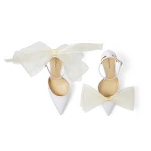 Scarpe da <span class=keywords><strong>Donna</strong></span> con Tacco a <span class=keywords><strong>Spillo</strong></span>, Punta Affusolata, Fiocco Grande, Cinturino alla Caviglia, Eleganti Décolleté Bianche per Matrimoni <span class=keywords><strong>e</strong></span> Banchetti - Product Image 4