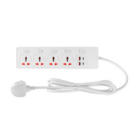 Regleta de Enchufes Universal de 5 Vías al por Mayor de Fábrica con 2 Puertos USB y 2 Puertos Tipo-C, 13A 3250W, Protector contra Sobretensiones, Retardante de Llama, 2m, para el Hogar