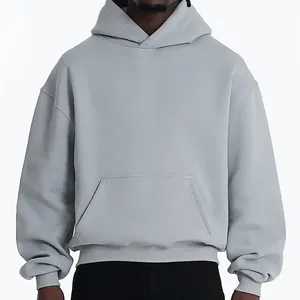 Logo personnalisé Baggy Streetwear <span class=keywords><strong>French</strong></span> Terry Heavyweight No String Hoodies pour hommes 100% coton recadrée à capuche hommes - Product Image 2