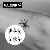 Autocollant de tatouage semi-permanent imperméable Boldink, motif araignée réaliste, veuve noire, flamme, cœur, sexy, pour mollet et avant-bras
