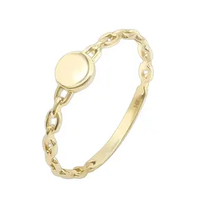 Anel 1000s joias simples para meninas anéis de ouro real no estilo corrente link on-line para venda amarelo 14k
