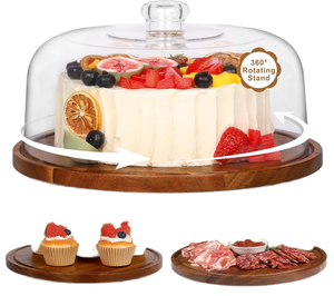 Acacia bambù appeso in legno rotante porta Dessert cilindro legno Cupcake espositore torta stand per matrimonio con coperchio in acrilico - Product Image 2