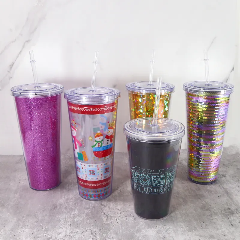 Bicchieri da 16 once ecologici personalizzati bicchieri da caffè bicchieri da tè al latte bicchieri pubblicitari con tazze di plastica riutilizzabili in paglia