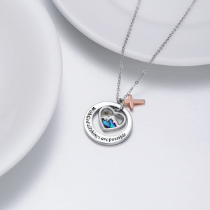 DAIHE acier inoxydable foi croix collier graine | Avec Dieu toutes choses sont possibles pendentif | Bijoux chrétiens inspirants - Product Image 4