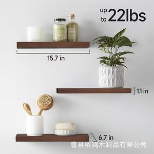 <b>Wall</b> <b>Mounted</b> Wooden <b>Shelf</b> Rectangle Storage Rack For Living Room Home Decoration Bookshelf Display Stand Retro Color YH251128 - Product Image 3