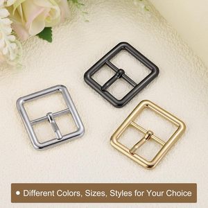 Boucle de ceinture en métal à ardillon unique, à barre centrale carrée, pour artisanat du cuir - Product Image 4