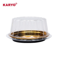 KARYO 161H Boîtes à gâteaux jetables en plastique PET avec couvercle rond et dôme transparent Emballage de boîte à pâtisserie pour dessert mousse plateau en or avec couvercle haut