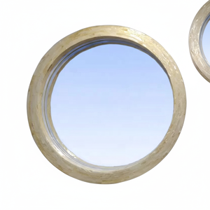 Miroir mural rond en mosaïque de nacre laquée de luxe pour salon, couloir, salle de bain, coiffeuse - Product Image 1