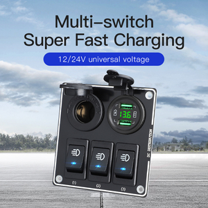 Suministro de fábrica: Nuevo panel de interruptores basculantes marinos de ABS con enchufe de encendedor de coche de 24V/12V, carga rápida, doble USB y interruptor de encendido/apagado. - Product Image 2
