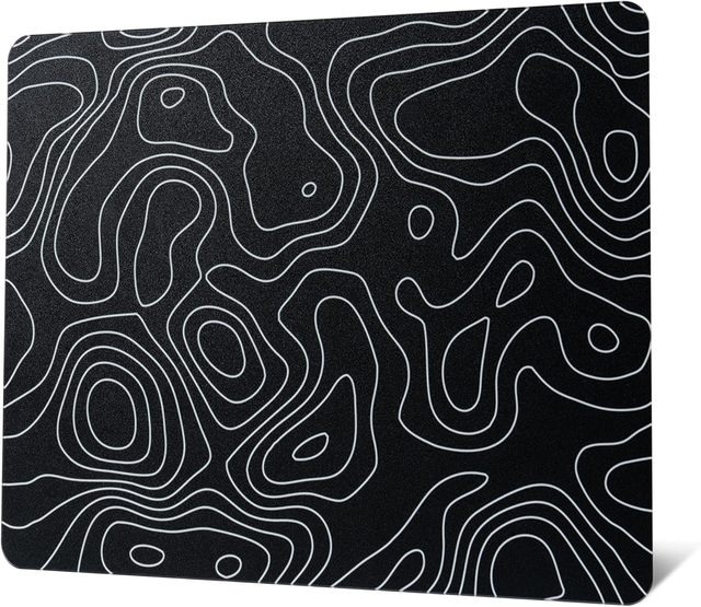 Professional Large Glass Mousepad for Gaming Black Topographic Hard Gaming Mouse Pad Mouse Mat