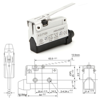 Micro-interrupteur à levier long SPDT 250V AC 10A 3 broches en alliage d'argent avec bornes à vis, étanche à l'huile et à l'eau IP65, vente chaude