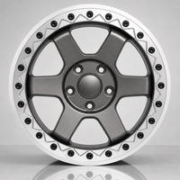 Nouvelle jante en alliage d'aluminium forgé à 6 branches, style Beadlock, bicolore, anneau argenté anthracite mat, pour pick-up (modernisation/amélioration)