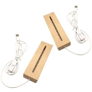 Vente chaude USB batterie alimentation LED Base blanc chaud changement de couleur acrylique 3D Illusion Base de veilleuse en bois - Product Image 1