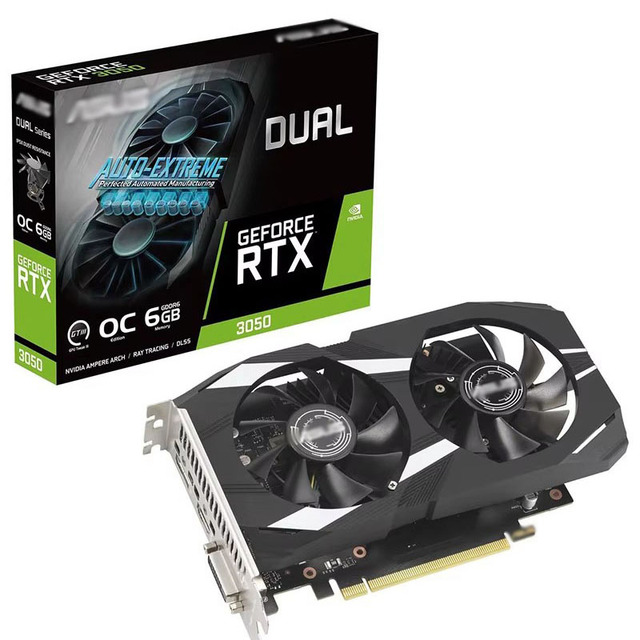 DUAL-RTX3050-O6G Gaming Graphics Card - PCIe 4.0, 6GB GDDR6 Memory, DisplayPort 1.4a,Dual GeForce RTX 3050 6GB OC Edition