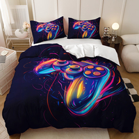 Parure de lit imprimée manette de jeu pour adolescents, motif gamer, en microfibre douce, toutes saisons, pour lits Queen et King