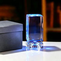Bloques de Cristal K9 Reales de 5x5x8cm al por Mayor, para Máquinas UV XTool, Grabado Láser, Cubo de Cristal 3D en Blanco con Base LED y Caja de Regalo