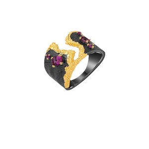 Ensemble de bijoux Vision Rose Grenade Vintage Anniversaire en alliage argent 925 plaqué or avec pierres précieuses incrustées, comprenant une bague et un bracelet - Product Image 4