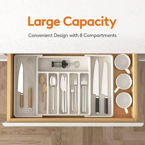 Wholesale Adjustable Silverware <b>Drawer</b> Organizer with Dividers Flatware Tableware Expandable Utensil Tray for Spoons Forks - Product Image 2