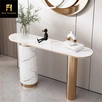 Table d'entrée personnalisée de luxe moderne de haute qualité, élégante table console au design blanc et or, style simple
