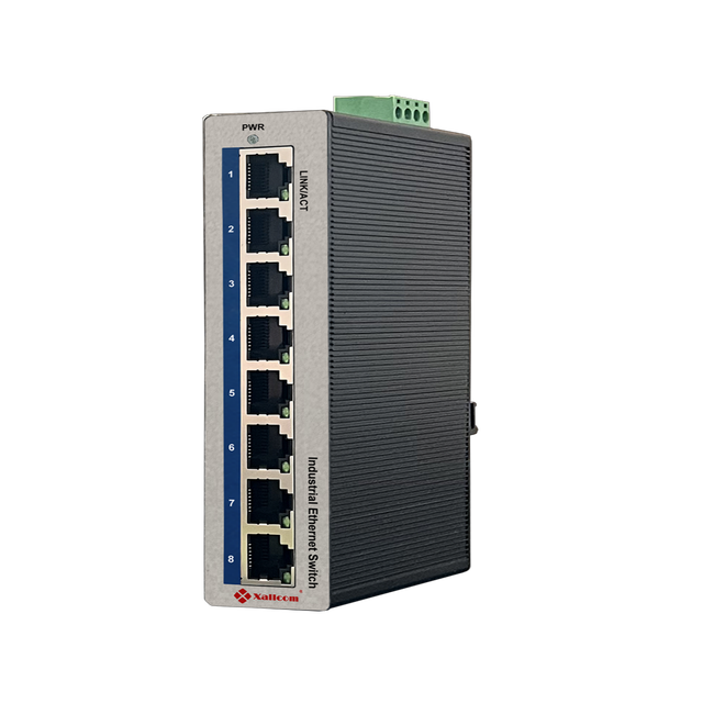 FCC Approved 8-Port Mini Industrial Unmanaged Ethernet Switch Copper Ports 100m Xallcom X6008-XM 1.6Gbps Capacity Full-Duplex
