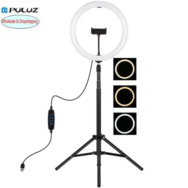 Son PULUZ 11.8 inç 30cm LED halka dolgu ışığı ile 1.65m Tripod bağlama aparatı Vlogging Video ışığı canlı yayın kitleri