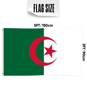 Drapeau de l'Algérie 3x5 pieds, double face, <span class=keywords><strong>3</strong></span> plis, polyester robuste, bannière nationale algérienne pour extérieur, couleurs vives, œillets en laiton - Product Image 3