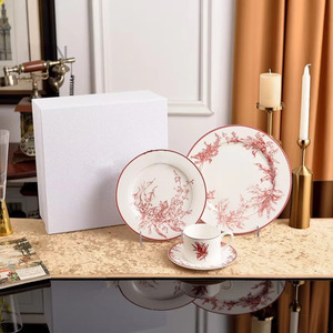 Luxury Bone China Plate Suzuki Pattern Popular Dining Plate 2-piece <b>Set</b> 10 Inch and <b>8</b>-inch Ceramic Plates - Product Image 4