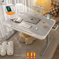 Petite table de baie vitrée en bois, bureau d'ordinateur pliable avec lampe de bureau pour dortoir, bureau d'ordinateur portable avec recharge sans fil pour un usage domestique