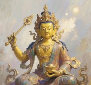 Su misura in varie dimensioni. Il giallo Jambhala, una divinità che protegge il Dharma nella tradizione esoterica del buddismo tibetano. - Product Image 4