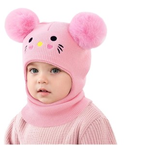 Chapeau bébé en <span class=keywords><strong>tricot</strong></span> chaud à motif de <span class=keywords><strong>chat</strong></span> brodé pour enfants, pour l'automne et l'hiver, bébés, enfants, enfants, mode chaude, <span class=keywords><strong>bonnet</strong></span> - Product Image 1