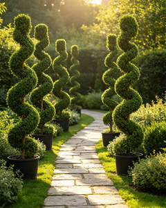 Arbre artificiel en buis en spirale en gros, plante artificielle torsadée en pot pour projets d'aménagement paysager de villas, hôtels, halls d'entrée et centres commerciaux - Product Image 3