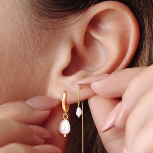 925 Silver Pearl <b>Earrings</b> Set For Women Mismatched Dangle Hoop And Threader Stud <b>Earrings</b> With Imitation Pearls Fashion Jewelry - Product Image 1