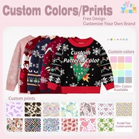 En stock Pull de Noël pour filles avec motif de renne rose Automne Hiver Pull de Noël pour filles à manches longues Pull pour enfants