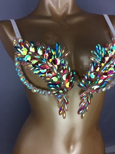 Nouveau soutien-gorge à armatures <span class=keywords><strong>Samba</strong></span> Carnival Rainbow Stone pour la danse du ventre, idéal pour les fêtes EDC, les Raves, les défilés d'Halloween, le Mardi Gras et les spectacles de Jouvert - Product Image 6