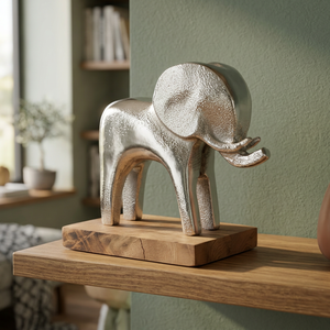 Jaffs Exports JE882 Minimalist Metal <b>Elephant</b> Figurine Handmade Silver Animal Sculpture Tabletop <b>Decor</b> Living Room Art Home - Product Image 3