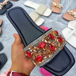 Sandales plates en cuir PU pour femmes, style été, haute qualité, <span class=keywords><strong>pas</strong></span> <span class=keywords><strong>cher</strong></span>, en stock, vente en gros, styles variés, TD-08 - Product Image 3