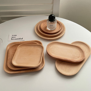 Plateaux de service en bois de hêtre, ronds et ovales, couleur unie, pour la présentation d'aliments, de café et de thé, 25x12cm - Product Image 2