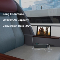 Batterie externe Lezet avec poignée en corde, écran LED numérique, charge rapide PD 100W, 20000mAh, PC+ABS, utilisation en extérieur et en intérieur