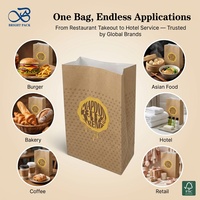 Sac en papier kraft FSC pour emporter, brun, fond carré SOS, résistant à la graisse, pour fast-food, hamburgers, sandwichs, vente en gros, fabricant