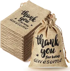 Customized Burlap Gift Bags Small Jute Bags With Drawstring DIY Linen Jewelry Pouch For Thanksgiving Wedding Christmas