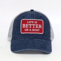 Gorras Trucker Retro de Diseño Nuevo con Letras Bordadas Personalizadas, Logotipo en Parche, Visera Curva, para Deportes, de Poliéster y Algodón Lavado, para Hombre