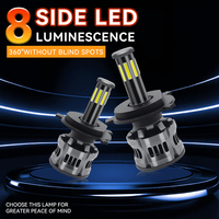Bombillas LED para Faros Delanteros de Automóvil H4 de 8 Lados, Luz Alta y Baja, H1 H3 H7 H11 9005 9006 9007 880, Luz LED para Automóvil de 360 Grados
