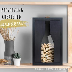 Caja de Almacenamiento de Corchos de Vino de Madera Maciza, Rectangular, Negra, Decorativa, para Montar en la Pared - Product Image 4