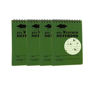 Ready to Ship Waterproof Top Spiral Notebook 4 x 6 inch With Green Cover and Universal Pattern