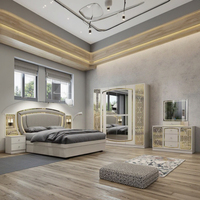 Nouvel Ensemble de Chambre à Coucher de Style Turc en MDF avec Lit King Size, Lit Double en Cuir, Meubles de Rangement pour la Maison, Vente en Gros pour Hôtels