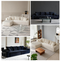 Ensemble de canapés modulaires réglables en mousse, avec éponge intégrée en microfibre de velours côtelé, compressé sous vide, en tissu carré