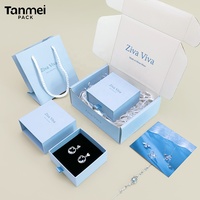 Boîte à bijoux en carton Tanmei, étui cadeau pour bagues, pendentifs, colliers, boîtes d'emballage pour bijoux bleu océan